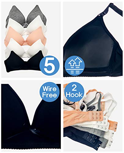 Barbra Lingerie Big Girls Bras for Teen Girl Wireless Molded Padded Juniors Training Bra 5 Pack2