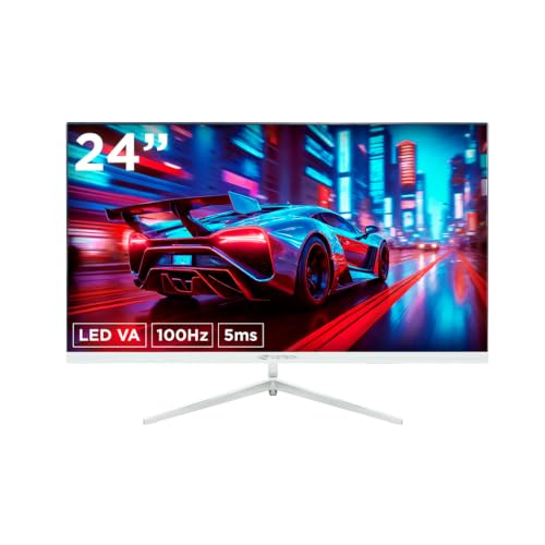 Monitor LED 24 Polegadas C3Tech MR-240WH, anti-reflexo, Tela Flat, Branco, conectores HDMI e VGA, Padrao VESA 75x75mm, 100Hz