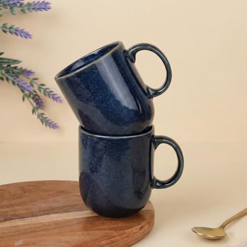 Image of The Earth Store Galaxy Blue Cylus Coffee Mug - 320ML Ceramic Coffee Mugs Set of 2 | Microwave & Dishwasher Safe Mugs for Gift | Home | Office | Restaurant | Daily Use Tea Mug