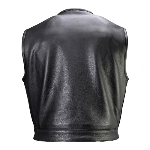 Milwaukee Motorcycle Clothing Co. Men's Low-Key Premium Black Leather Club Style Biker Vest MMC300003