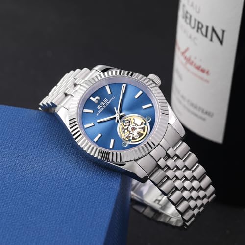 Image of BUREI Men's Classic Luxury Watch Stainless Steel Waterproof Machine Watch Fashion Double Watches Date Sapphire Crystal