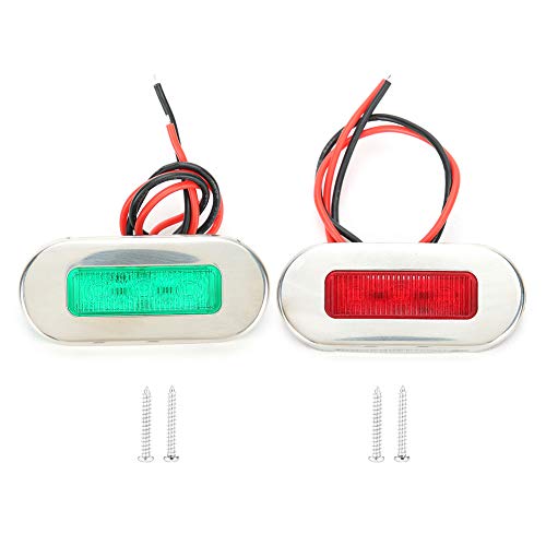 Kuuleyn Signaallamp, 12V PC Roestvrij Rood/Groen Waterdicht Staal Marine LED Signaallamp Waterdichte Navigatie-indicator voor Boot Jacht Voertuigen Gated Verlichting Stapverlichting(groen)