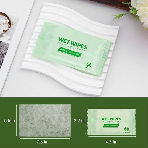 Image of 300 Pack Green Tea Wet Wipes Bulk for Homeless, Clean Face Hands Quickly