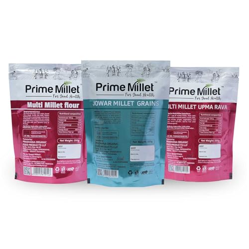 Image of Prime Millets Organic Multi Millet Flour | Whole Jowar Grain & Multi Millet Upma Rava - Pack of 3 (1 kg Each) | High Fiber | Healthy Digestive Meals | Premium Quality