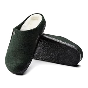 Birkenstock Women’s Zermatt Wool Felt Shearling Slippers, Forest Green, 40 N EU