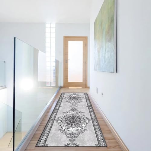 Alfombra de pasillo gris antideslizante lavable vintage 50x60 4
