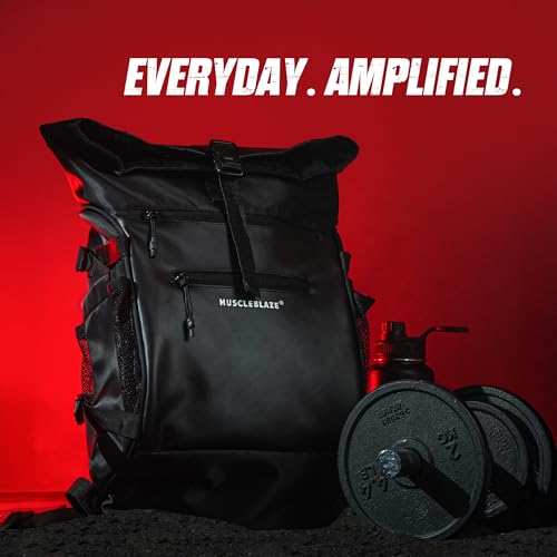 Image of MuscleBlaze Pro Gym Backpack, (Black, 30L) | For Men and Women | Sports Bag