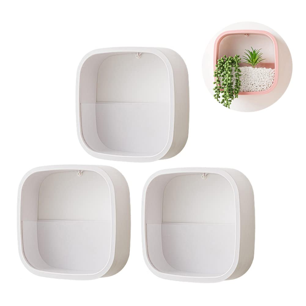 Pot mural creative en ABS blanc pour decoration de maison et jardin x3