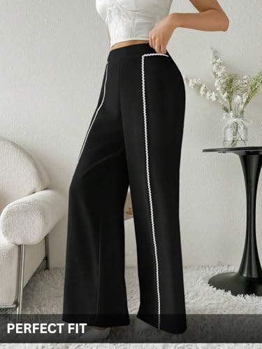 Image of GRECIILOOKS Trousers for Woman | Womens High Rise High Waist Flared Korean Style | Formal Pant for Women Office Wear| Track Pants for Womans Elegant for College & Events (Available in Plus Size)