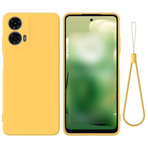 Coque Motorola Moto G04 / G24 jaune en TPU souple et fin avec dragonne intégrée
