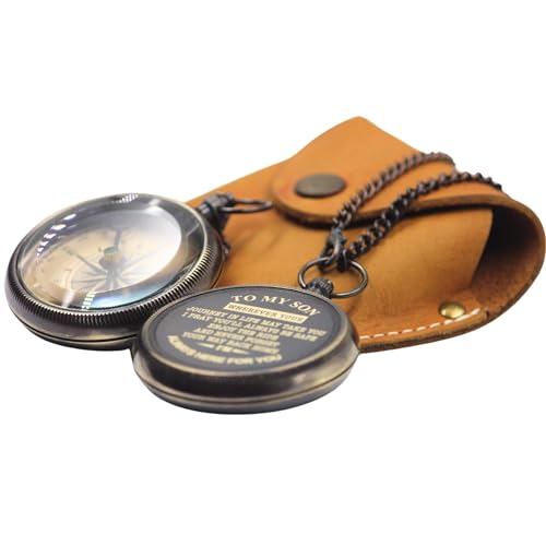 Brújula de bolsillo personalizada con estuche de cuero miniatura 5