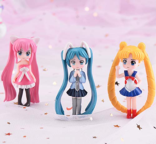 HYSTYLE 6 Pcs Lovely Girl Figurines Toys Mini Figure Collection Playset, Cake Topper Toy Doll Set, Car Doll, Office ornament, Miniature Decorations, Landscape Scenes
