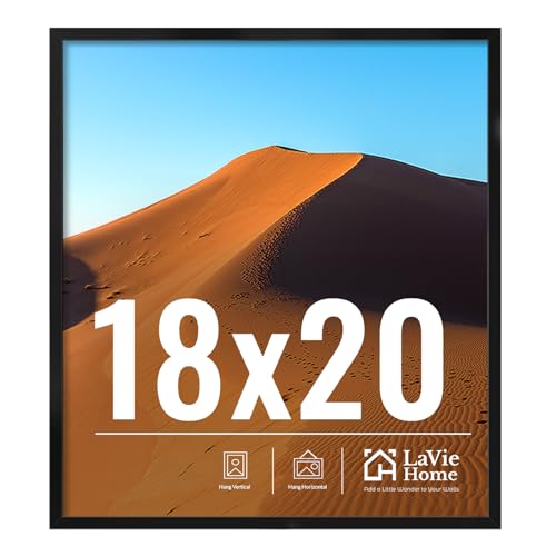 Image of LaVie Home 18x20 Picture Frame for Wall Display, 18x20 Black Picture Frame with HD Plexiglas, 18 x 20 Poster Frame 1 Pack, Display Frame for Vertical or Horizontal, Classic Collection