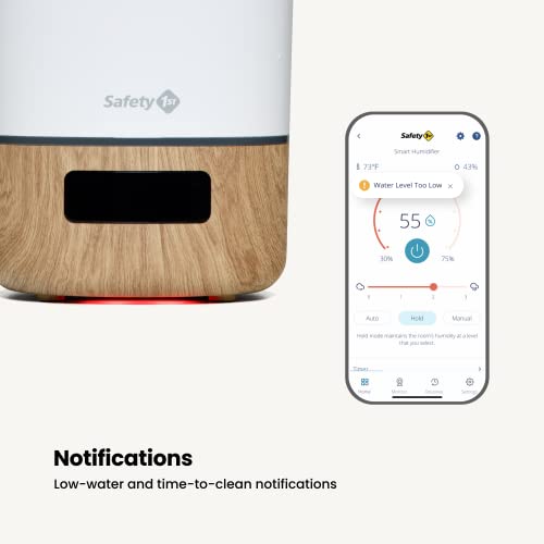 Safety 1st Connected Smart Humidifier — 1 Gallon (3.8L) Tank Size, Cool Mist Humidifier with Hygrometer and Nightlight, and Whisper Quiet for Baby Bedroom, Nursery, iOS and Android Compatible - image 5
