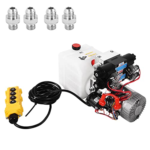 Image of Hydraulic Power Unit Double Acting Hydraulic Pump 4.5 Quart Reservoir 12V DC Double Solenoid Dump Trailer Pump Electric Hydraulic Pump for Dump Trailer Car Lifting