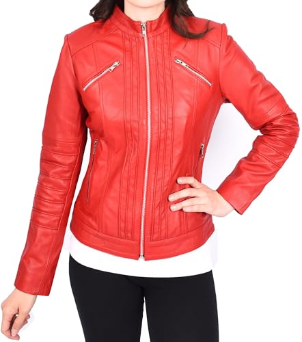 Veste de motard en cuir pour femme Gigi A1 FASHION GOODS idéale pour vos sorties en ville