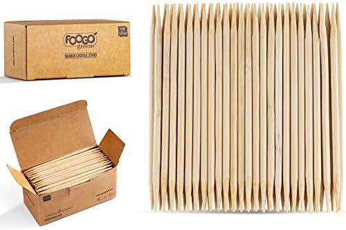 FOOGO Green 250pcs Bamboo Cocktail Sticks, 9cm Wooden Toothpicks, Cocktail Accessories for Drinks, Party Food Picks, Sturdy Eco-Friendly Wooden Sticks