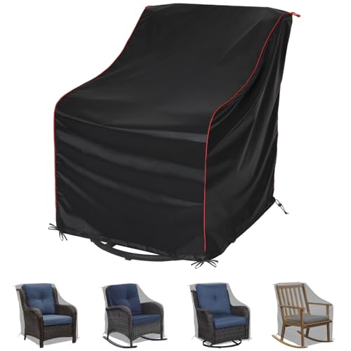 HillSetion Patio Chair Covers Outdoor Furniture Waterproof All-Weather Protection Fits Adirondack Chair Lawn Chairs & Swivel Rocking Chairs Waterproof Outdoor Furniture Cover (Black 1 Pack)