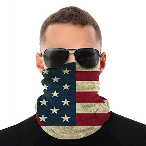 Unisex Seamless Face Mask Bandana Vintage American Flag Neck Gaiter for Dust, Outdoors