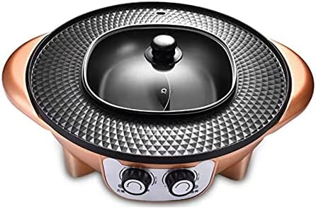 PHULJHADI Frying Pan Hot Pot Barbecue Electric Grill, Multi-Function Electric Smokeless Non-Stick Electric Baking Pan, Two-in-One Barbecue Pot Electric Barbecue