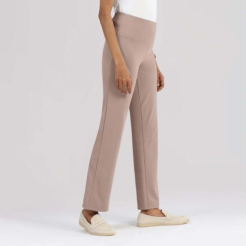 Image of BlissClub Women's Ultimate Straight Pants - Lite, High Waist Formal Trousers with Wide Waistband, Tall (for Women Above 5'5 ft)