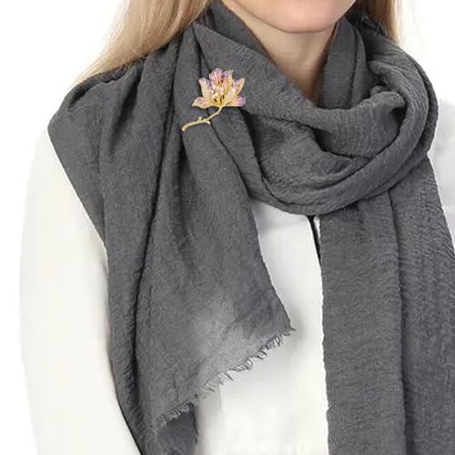 Image of Crystal Flower Brooch Pins for Women Elegant Enamel Rhinestone Floral Brooches Pin Fashion Jewelry for Party Dance Wedding Banquet Brooch for Women Gift