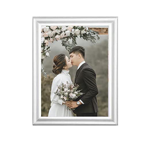 Marco de fotos plateado A4 para certificados, marco de madera con cristal frontal, marco de mesa de 21 cm x 29,7 cm Cover