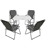 Multistore 2002 5tlg. Campingmöbel Set Klapptisch, Aluminium, 75x55cm + 4X Campingstuhl, Stone/Strandmöbel Campinggarnitur Gartenmöbel
