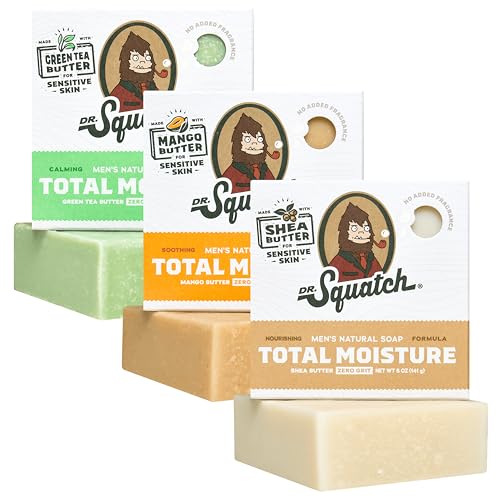 Dr. Squatch Total Moisture Natural Men’s Bar Soap – Non-Drying 2-in-1 Face + Body Soap Bar – Plant-Based Ingredients, Created for All Skin Types – Gifts for Men – 5oz (3-Pack) by Dr. Squatch - Used condition - US$16.85