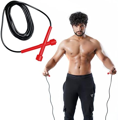 Skipping Rope, Jump Rope for adult, Tangle-Free Rapid Speed Skipping Rope Cable with Ball Bearingsfor Women, Men, and Kids with Foam Handles for home Fitness, MMA (Red)