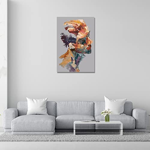 Image of RANGOLI 100% Cotton Stretched Canvas Painting 400 GSM, Framed Man Canvas Abstract Wall Art for Living Room, 3D Paintings for Wall Decor (16 x 23 Inch With Frame)