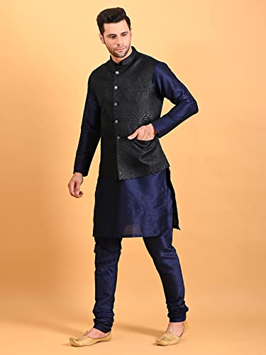 Image of Uri and MacKenzie Men's Silk Blend Kurta Pajama with Designer Ethnic Nehru Jacket /Modi Jacket