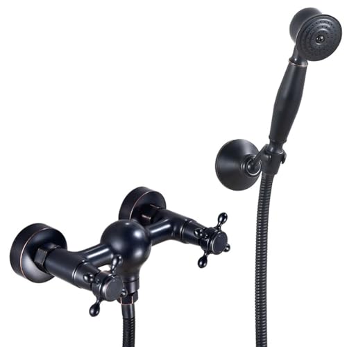 Robinet de baignoire mural vintage laiton avec douchette