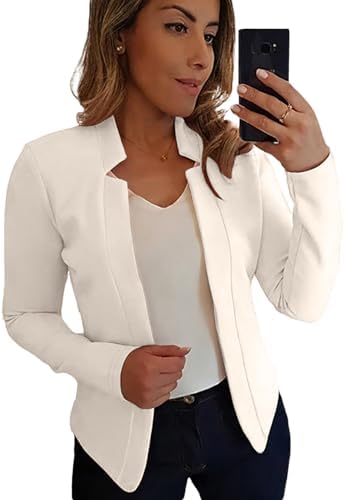 Blazer feminino casual frente aberta manga longa jaqueta casual ajustada lapela trabalho escritório ...