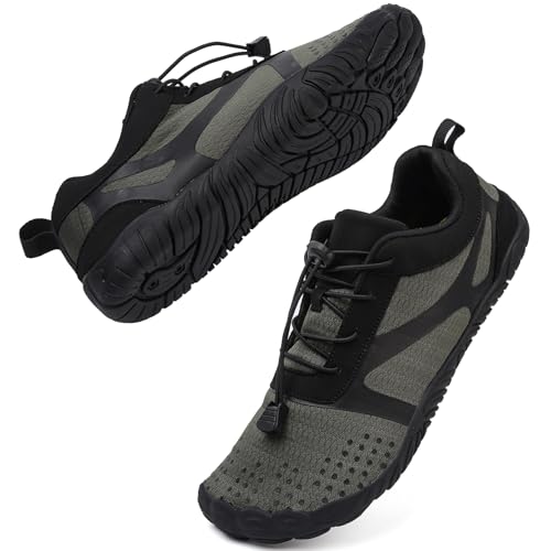 DimaiGlobal Scarpe Barefoot Minimaliste Uomo Donna Scarpe da Trail Running Outdoor e Indoor Antiscivolo Multisport Scarpe a Piedi Nudi Comode e Leggere Calzature da Escursionismo 43EU Nero/Grigio
