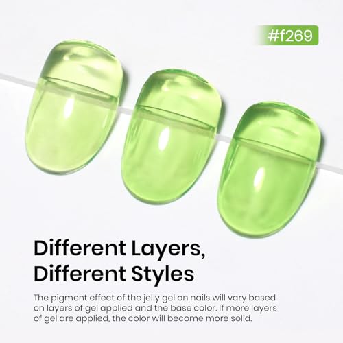 Image of Beetles Green Gel Nail Polish, 15ML Light Green Jelly Gel Polish Soak Off UV Sheer Translucent Effect Spring Summer Gel French Nail Art Design Manicure Gift for Women