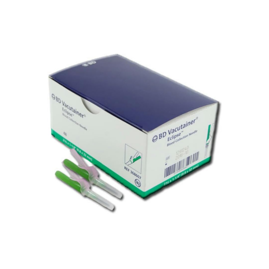 BD Vacutainer Eclipse Blood Collection Needle, 21G x 1.25", Green Needle Cap, 48 Count