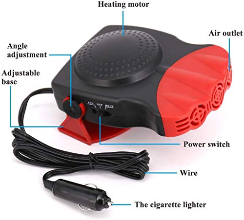 Lord Eagle Portable Car Heater, Car Defroster 30 Seconds Fast Heating Quickly 12V 150W Auto Heater Cooling Fan (Black)…