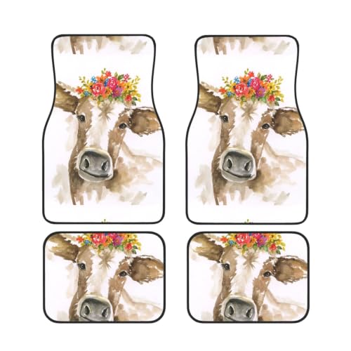 Alfombrillas para coche de vaca acuarela para proteger el suelo en tus viajes en familia