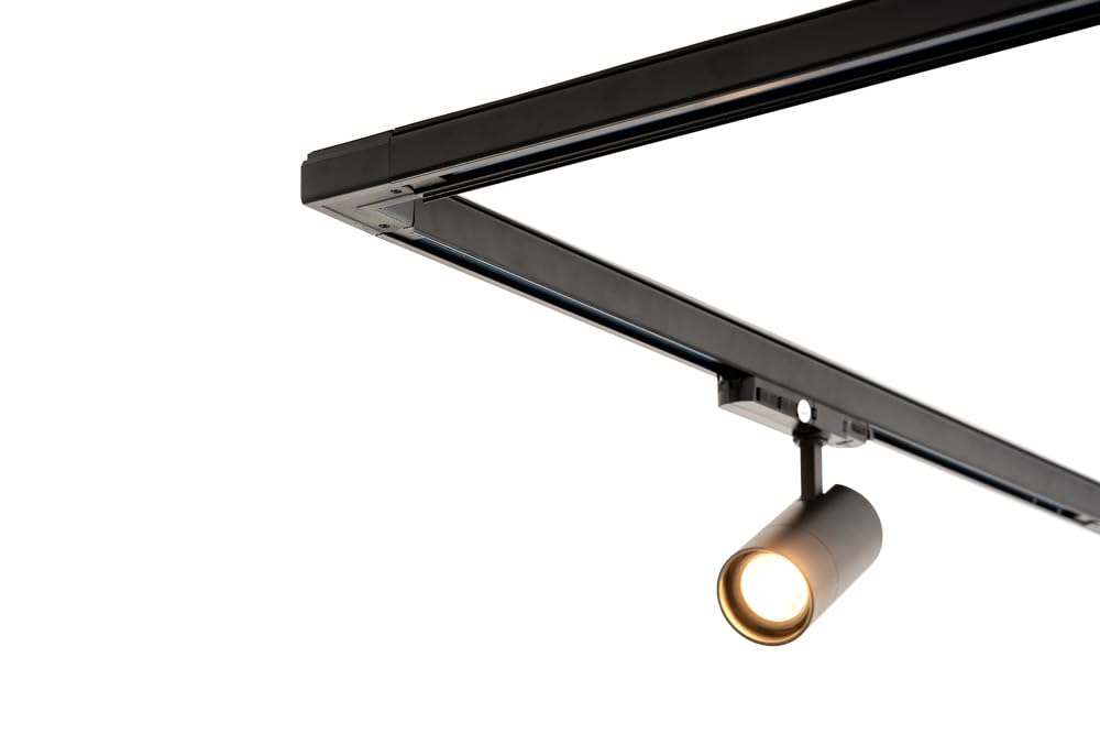 Qub Zoom LED Schienensystem – L-Form – 2 x 400cm – 8x Spots – 3-Phasen – Deckenstrahler Schwarz – Einstellbare Helligkeit 20W/25W/30W – Farbtemperatur 2700K/3000K/4000K (Warmweiß bis Tageslichtweiß)