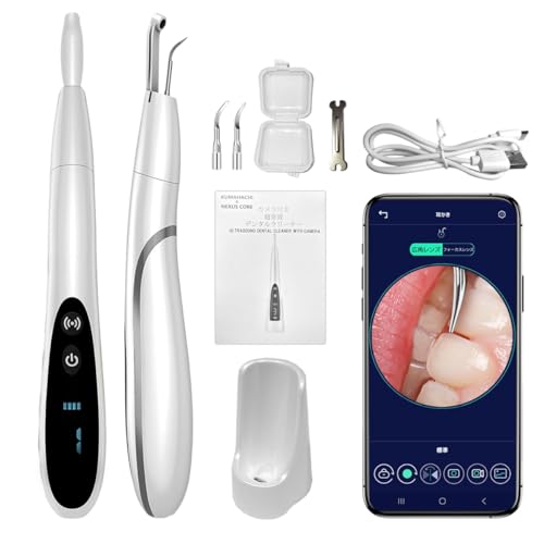 【簡単♪スマホ操作】カメラ付き超振動デンタルクリーナー KUMAHACHI 口腔洗浄器 USB 充電式 携帯用歯清潔器 3モード調節可能 LEDライト クリーニングキットのサムネイル