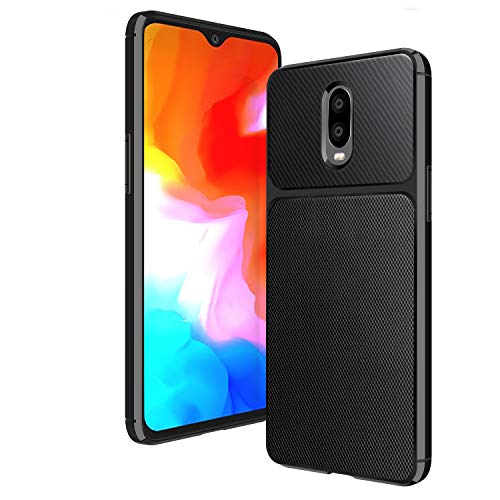 ELESNOW OnePlus 6T Case, Carbon Fiber Design Ultra Thin Shock Absorption Anti Scratch Protective Case for OnePlus 6T (Black)