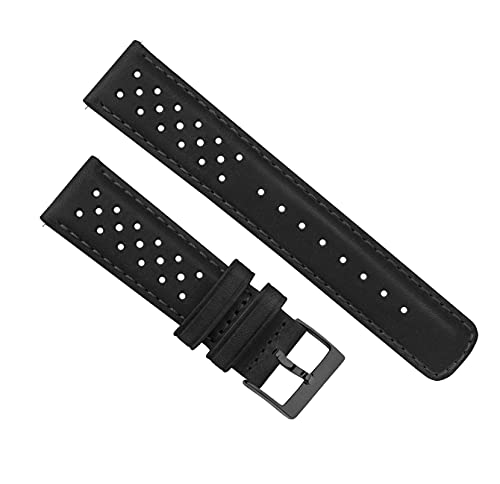 Image of 19mm Black - Barton Racing Horween Leather Gunmetal Buckle Watch Bands - Quick Release - Choose Strap Color & Width