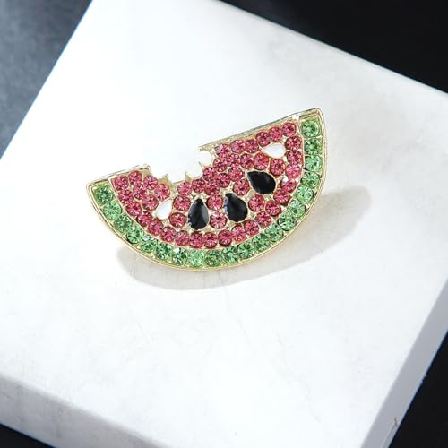 Image of Crystal Fruit Brooch for Women Men Colorful Rhinestones Lapel Pin Beautiful Watermelon Brooches Jewelry for Dresses Hat Bag