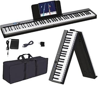 KONIX Folding Piano Keyboard 88 Key Full Size Semi-Weighted Portable Keyboard Piano, Bluetooth Electric Piano with Sheet Music Stand, Sustain Pedal and Piano Bag