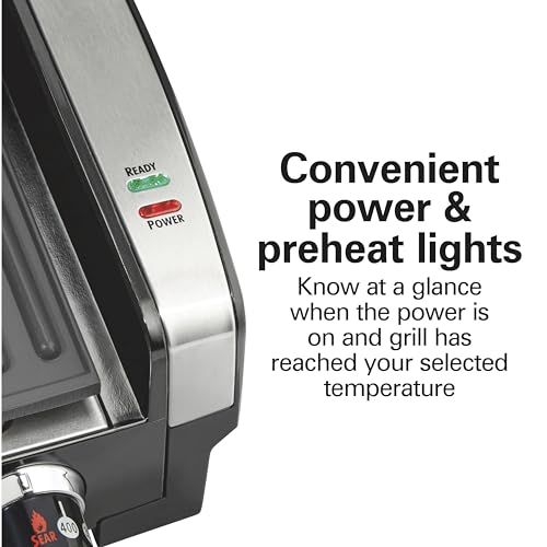Hamilton Beach Electric Indoor Searing Grill with Viewing Window & Adjustable Temperature Control to 450F, 118 sq. in. Surface Serves 6, PFAS-Free Removable Nonstick Grate, Stainless Steel by Hamilton Beach - Image 6
