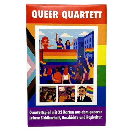 IndieCards. Queer Quartett - Kartenspiel mit 32 Karten aus dem queeren Leben: Sichtbarkeit, Geschichte und Popkultur | LGBTQ Kartenspiel | LGBTQIA+ | Pride