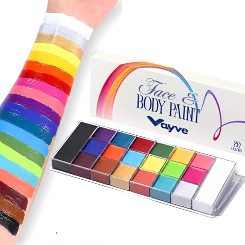 Image of Face Body Paint Oil Palette, Professional Flash Non Toxic Safe Tattoo Halloween FX Party Artist Fancy Makeup Painting Kit for Kids and Adult, 20 Colors