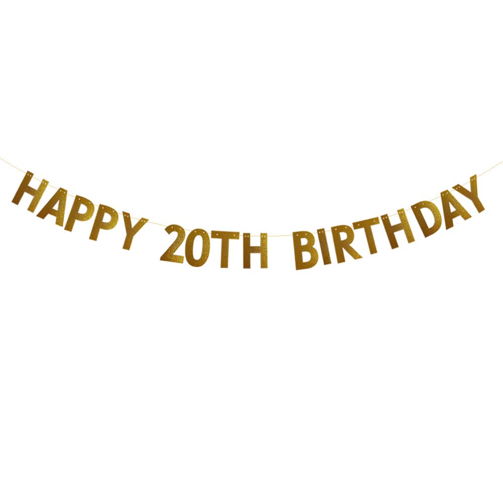 Guirnaldas de papel feliz cumpleaños 20 para fondo de fotos doradas Betteryanzi
