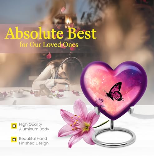 Image of Butterfly Urn Keepsake Cremation Urn for Women 1 Large & 4 Small | Large Funeral Urns for Ashes for Women, Burial Urns, Memorial Ashes
